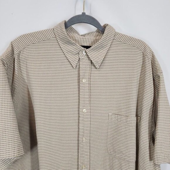 Eddie Bauer Gingham Button Down Shirt in Tan - Size XL - Picture 2 of 5